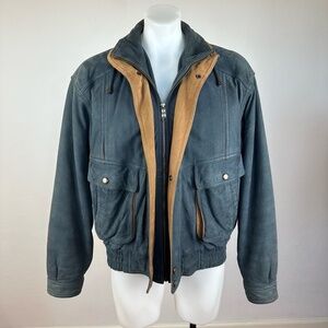 Vintage Excelled Two Tone Leather Bomber Jacket Size Men’s Large
